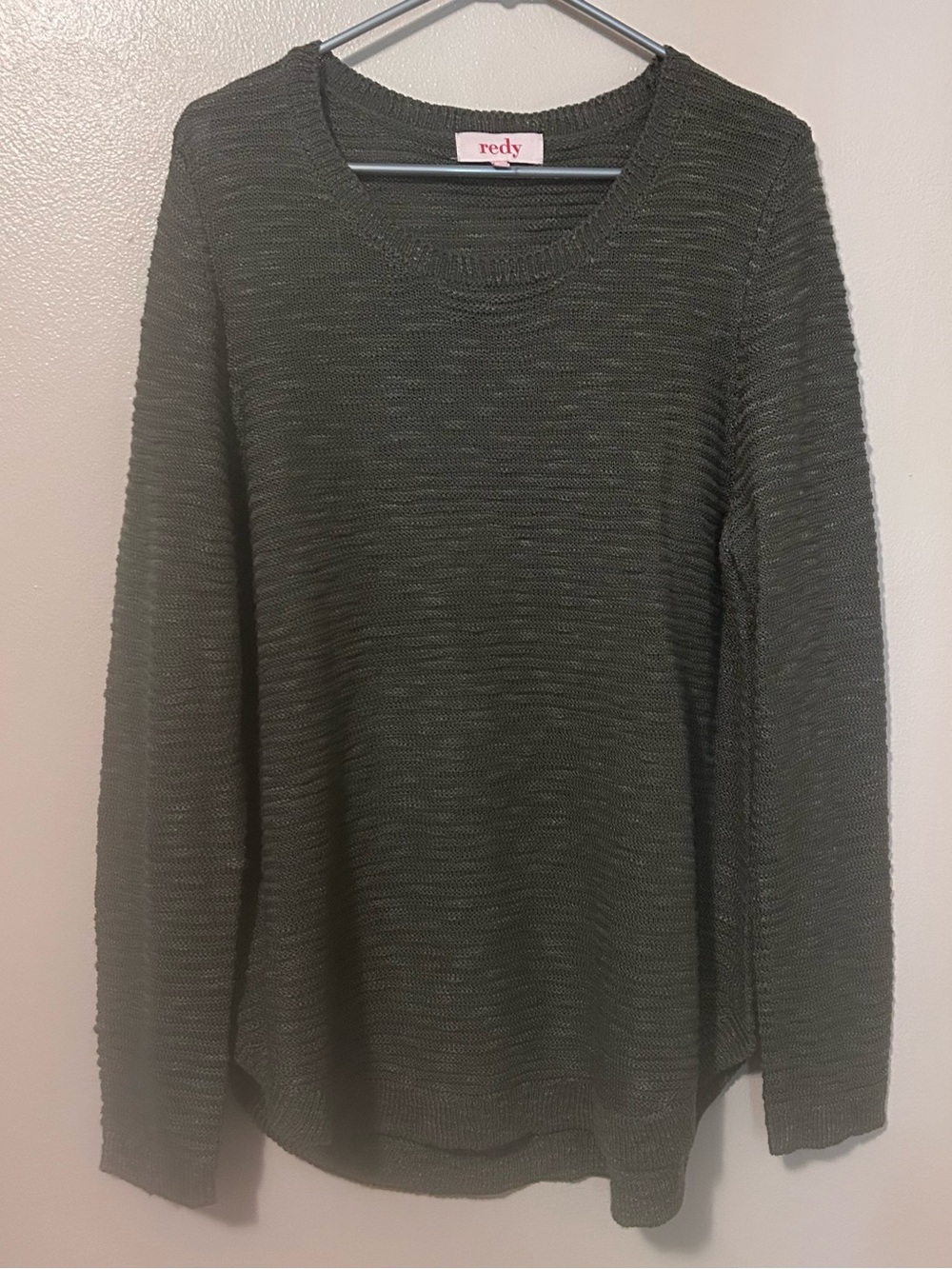 Redy Axelia Olive Green Scoop Neck Sweater